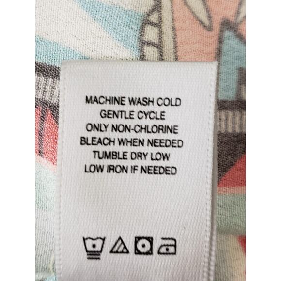 John Mark Tunic Dress Large Linen Blend Long Roll Tab Sleeve Graphic Back NWT - Picture 5 of 6